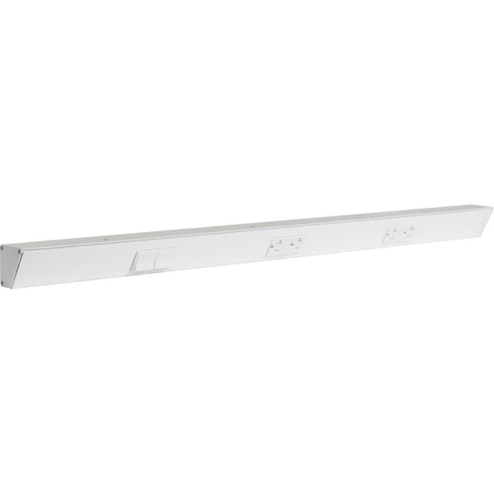 Task Lighting TRS30-3W-WT-LS 30" Angled Power Strip - 2 White Duplex Receptacles - 2 White Left Side Switches - White Finish