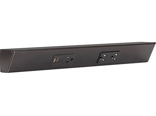Task Lighting TRU18-2BD-P-BK 18" TR USB Series Angle Power Strip with USB, Black Finish, Black Receptacles
