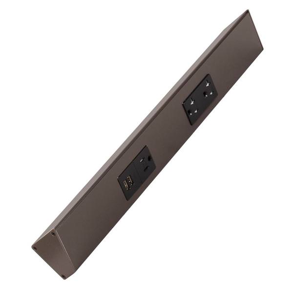 Task Lighting TRU18-2BD-P-BZ 18" TR USB Series Angle Power Strip with USB, Bronze Finish, Black Receptacles