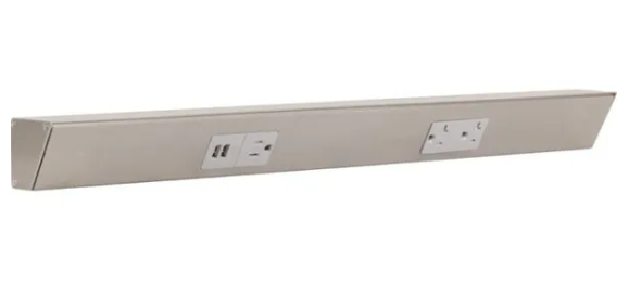 Task Lighting TRU18-2GD-P-SN 18" Angled Power Strip - 1 Gray USB / 1 Gray Duplex Receptacle, Satin Nickel Finish