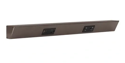 Task Lighting TRU24-2BD-P-BZ 24" Angled Power Strip with Black USB / Receptacles, Bronze Finish