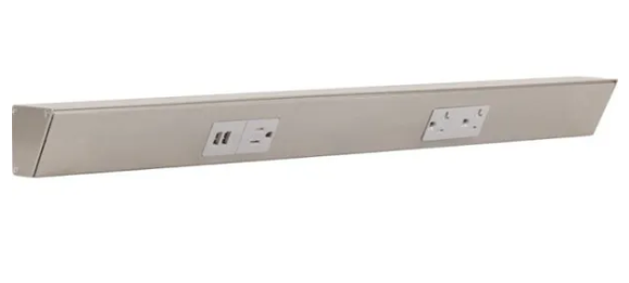 Task Lighting TRU24-2GD-P-SN 24" Angled Power Strip with Gray USB / Receptacles, Satin Nickel Finish