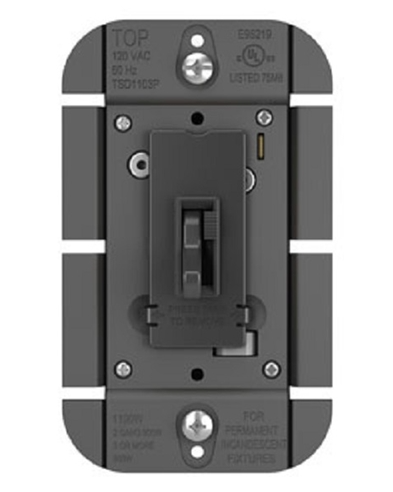 Wattstopper TSD1103PBK Toggle Slide Dimmer Incandescent Single Pole/3-Way, 1100W Black Finish