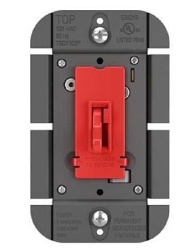 Wattstopper TSD1103PRED Toggle Slide Dimmer Incandescent Single Pole/3-Way, 1100W Red Finish