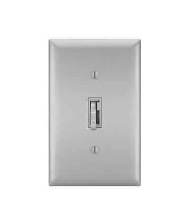 Wattstopper TSD4FBL3PGRY 0-10V Fluorescent/LED Single Pole/3-Way Toggle Slide Dimmer, Preset, Gray Finish