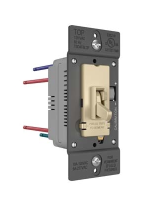 Wattstopper TSD4FBL3PI 0-10V Fluorescent/LED Single Pole/3-Way Toggle Slide Dimmer, Preset, Ivory Finish