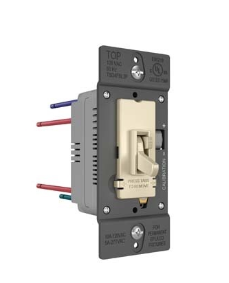 Wattstopper TSD4FBL3PLA 0-10V Fluorescent/LED Single Pole/3-Way Toggle Slide Dimmer, Preset, Light Almond Finish