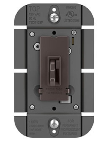 Wattstopper TSD703P 700W Single Pole/ 3-Way Incandescent Tottle Slide Dimmer, Brown Finish