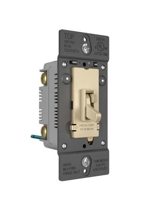 Wattstopper TSD703PTUI Tru-Universal Single Pole/3-Way Toggle Slide Dimmer, Preset, Ivory Finish