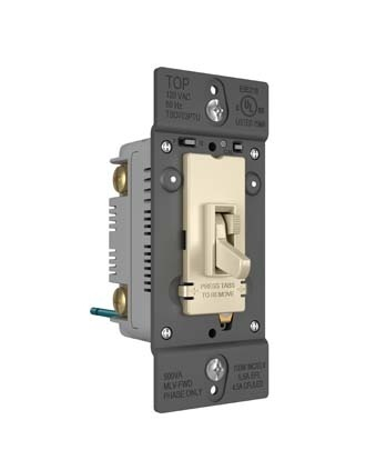 Wattstopper TSD703PTULA Tru-Universal Single Pole/3-Way Toggle Slide Dimmer, Preset, Light Almond Finish