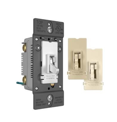 Wattstopper TSD703PTUTC Tru-Universal Single Pole/3-Way Toggle Slide Dimmer, Preset, Tri-color