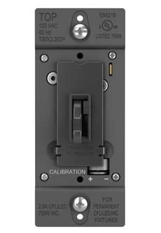 Wattstopper TSDCL303PBK 700W Single Pole/ 3-Way LED/CFL/Incandescent Toggle Slide Dimmer, Black Finish