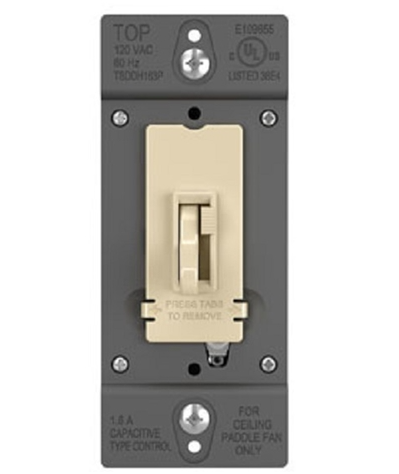 Wattstopper TSDDH163PI 1.6A Single-Pole/3-Way, Preset Fan Speed Control and Dimmer, Ivory Finish