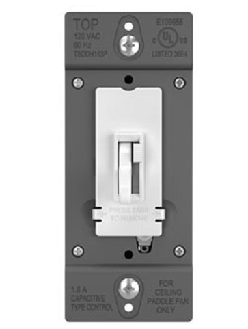 Wattstopper TSDDH163PW 1.6A Single-Pole/3-Way, Preset Fan Speed Control and Dimmer, White Finish