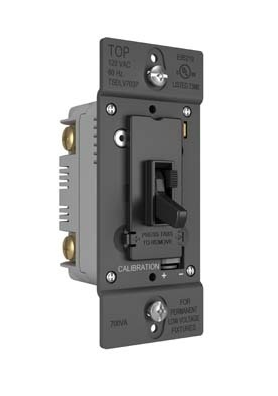 Wattstopper TSDLV703PBK TradeMaster® Toggle Slide Dimmer Low Voltage Single Pole/3-Way, 700VA, Black