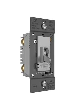 Wattstopper TSDLV703PGRY TradeMaster® Toggle Slide Dimmer Low Voltage Single Pole/3-Way, 700VA, Gray