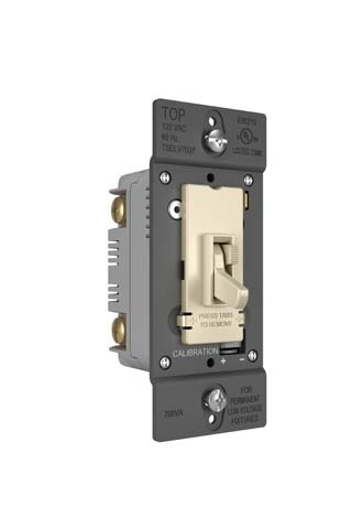 Wattstopper TSDLV703PLA TradeMaster® Toggle Slide Dimmer Low Voltage Single Pole/3-Way, 700VA, Light Almond