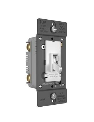 Wattstopper TSDLV703PW TradeMaster® Toggle Slide Dimmer Low Voltage Single Pole/3-Way, 700VA, White