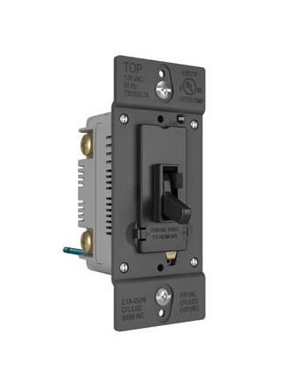 Wattstopper TSDSSL7APBK TradeMaster® SSL7A-Compliant LED/CFL/Incandescent Single Pole/3-Way Toggle Slide Dimmer, Black