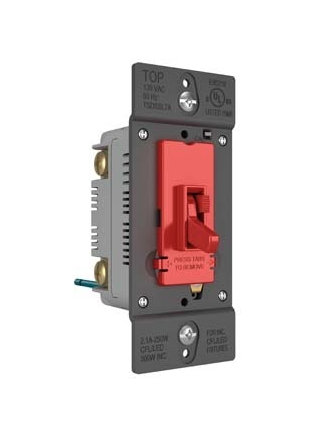 Wattstopper TSDSSL7APRED TradeMaster® SSL7A-Compliant LED/CFL/Incandescent Single Pole/3-Way Toggle Slide Dimmer, Red