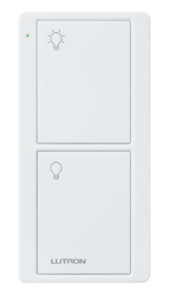 Lutron UPJ2-2B-WH-L01 2-Button Pico Smart Remote, with Light Icons, BAA Compliant, White Finish