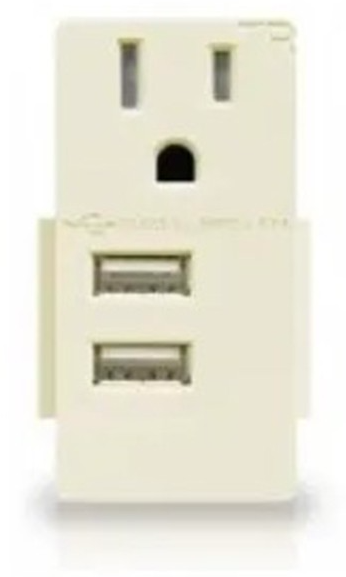 Enerlites USB20L-LA 4.8A USB Outlet Module Replacement W/ 20A Receptacle, Light Almond