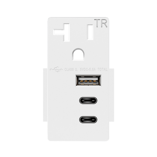 Enerlites USB20L3A2C-GY Interchangeable USB Charger Module with Tamper-Resistant Receptacle, Gray