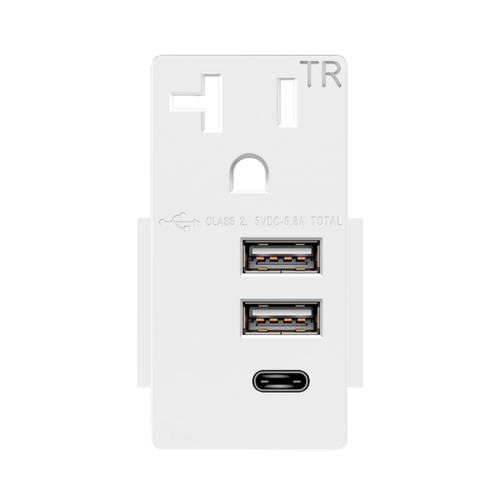 Enerlites USB20L3AC-GY Type-C and Dual Type-A USB 20A Module, Grey