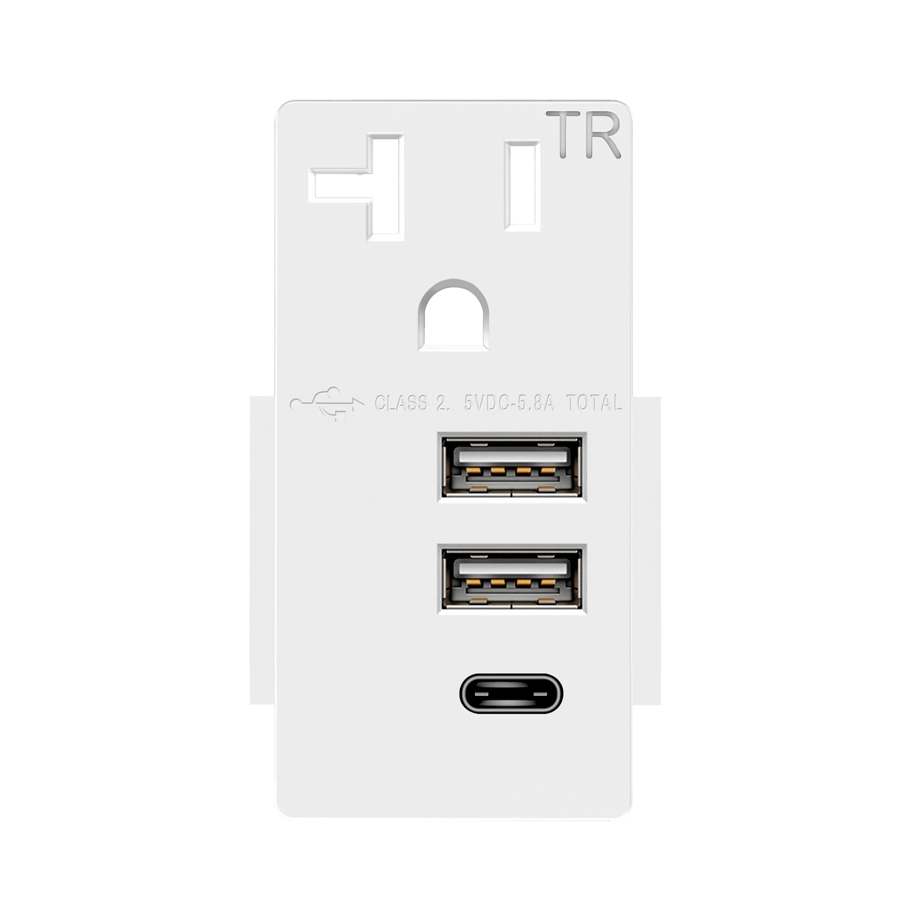 Enerlites USB20L3AC-W Type-C and Dual Type-A USB 20A Module, 2 USB Type-A Ports, 1 USB Type-C Port, 20A, 125V, White