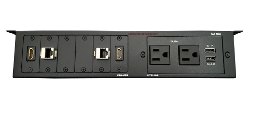 Lew Electric UTBUS-2-3 Under Table Edge Mount AV Box W/2 Power, 2 Data, 2 HDMI, 2 Charging USB, Black