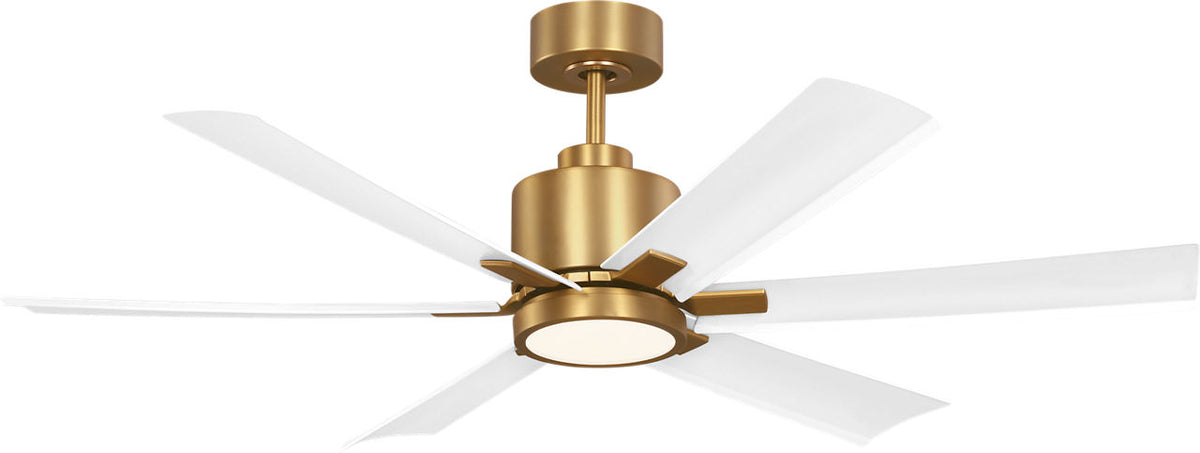 Generation Lighting Flera Smart 52 LED 52 inch Burnished Brass ceiling fan with matte white blades