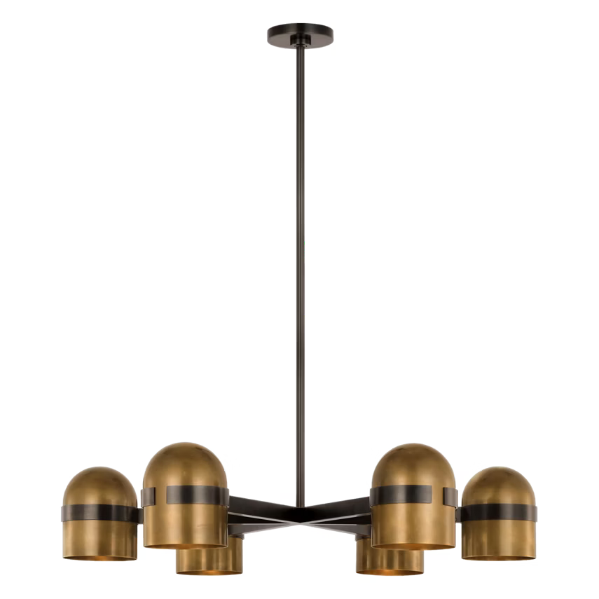 Visual Comfort Architectural AKCH33427BDZ/BWB Octavia Large Chandelier - 26.6W 2700K - 1218 Lumens - CRI 90 - Blackened Bronze and Bright Worn Brass