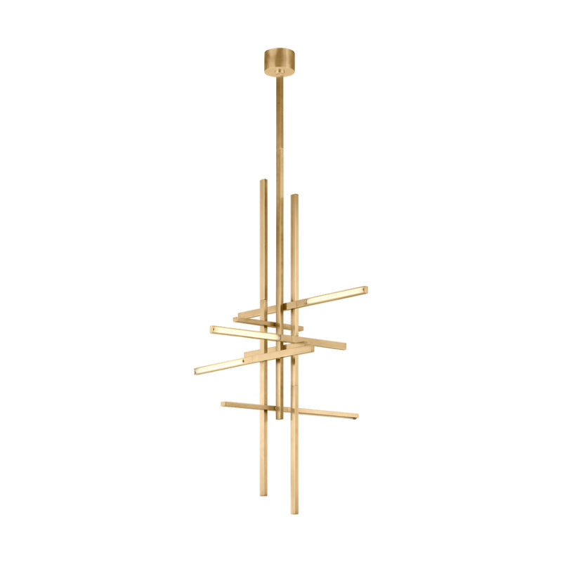 Visual Comfort Architectural SLPD56327CCHAB Modern Sean Lavin Cityscape 36" LED Pendant Ceiling light CCT 2700K - Finish Antique Brass