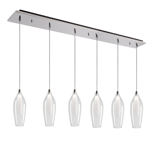 Kuzco Lighting MP3004CH-06 Victoria 4-in 6 Head Multi Pendant Ceiling Light - CCT: 3000K - Finish: Chrome