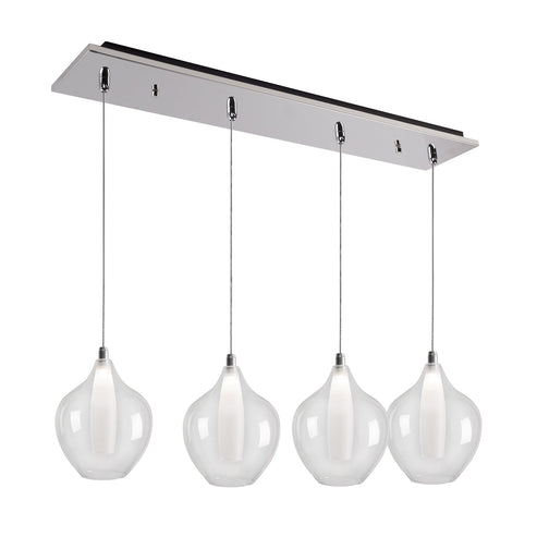 Kuzco Lighting MP3007CH-04 Victoria 7-in 4 Head Multi Pendant Ceiling Light - CCT: 3000K - Finish: Chrome