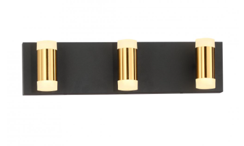 SDQ Lighting VL30603SBWG Modern Acrylic 3-Light LED Bath Vanity Light, Sand Black / Warm Gold