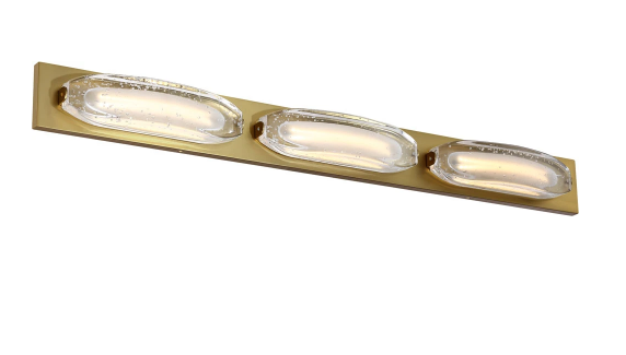 SDQ Lighting VL36003BG Contemporary Brushed Gold LED 3-Light Bathroom Vanity Light Fixture, CCT 3000k
