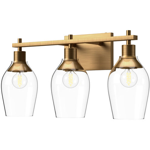 Alora Mood VL538322AGCL Kingsley 3 Light 21.88 inch Bath Vanity Wall Light Aged Gold Finish