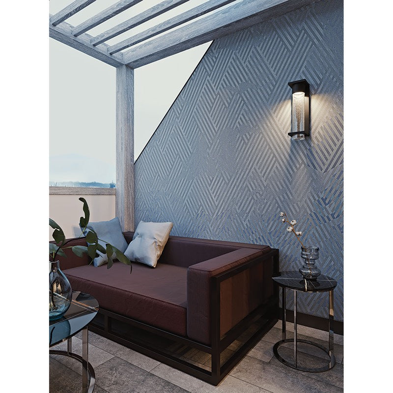 AFX Lighting VSRW0517L30D1BK Vasari 17 Inch Tall LED Outdoor Wall Sconce In Black With Clear Seeded Glass Diffuser