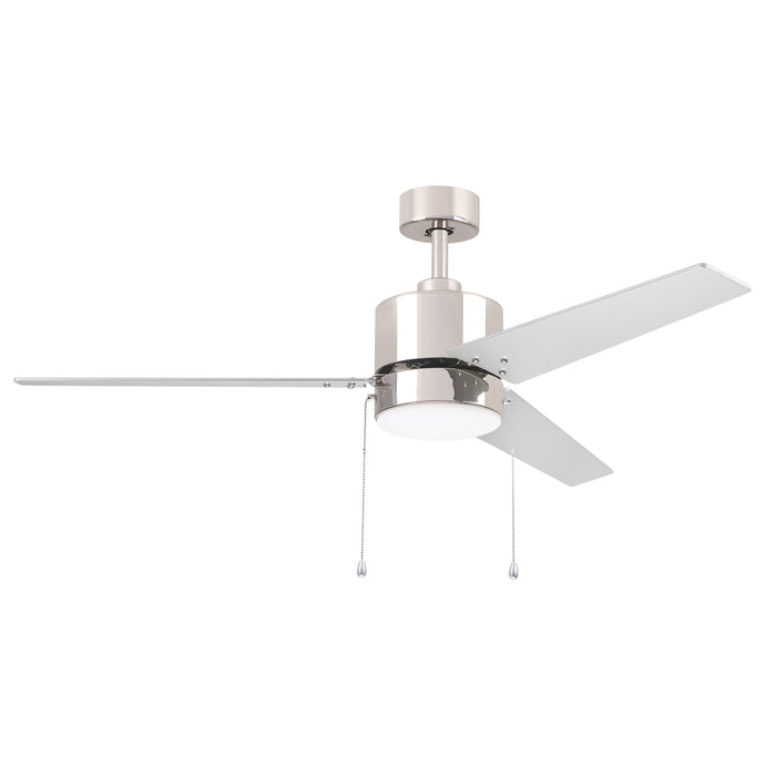 Carro USA VWGA-523A3-L12-SC-1 52" Empire 3-Blade LED Ceiling Fan with Pull Chain - Fixture Finish: Brushed Nickel - Blade Finish: Silver