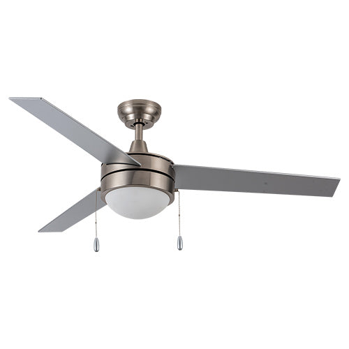 Carro USA VWGA-523C-L11-SC-1 52" Everett 3-Blade LED Ceiling Fan with Pull Chain - Fixture Finish: Brushed Nickel - Blade Finish: Silver
