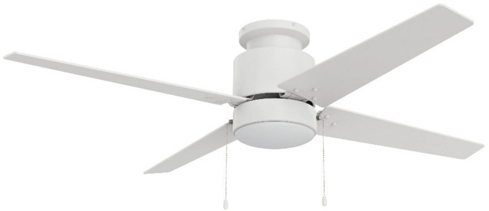 Carro USA VWGA-524B1-L12-W1-1 52" Extreme4-Blade Flush Mount LED Ceiling Fan with Pull Chain - Fixture Finish: White - Blade Finish: White