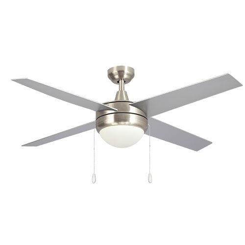 Carro USA VWGA-524C-L11-SC-1 52" Everett 4-Blade LED Ceiling Fan with Pull Chain - Fixture Finish: Brushed Nickel - Blade Finish: Silver