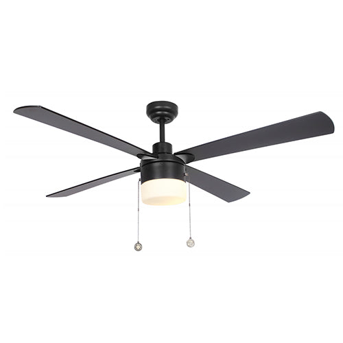 Carro USA VWGA-524H2-L11-B2-1 52" Amalfi 4-Blade LED Ceiling Fan with Pull Chain - Fixture Finish: Black - Blade Finish: Black