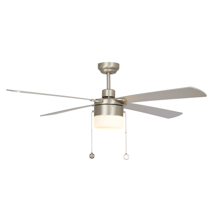 Carro USA VWGA-524H2-L11-SJ-1 52" Amalfi 4-Blade LED Ceiling Fan with Pull Chain - Fixture Finish: Brushed Nickel - Blade Finish: Silver