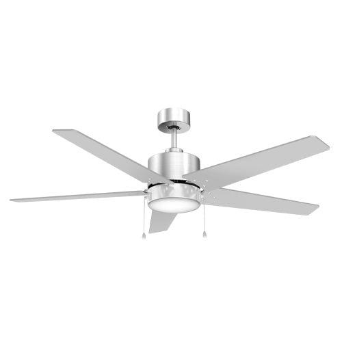 Carro USA VWGA-525A3-L12-SC-1 52" Empire 5-Blade LED Ceiling Fan with Pull Chain - Fixture Finish: Brushed Nickel - Blade Finish: Silver