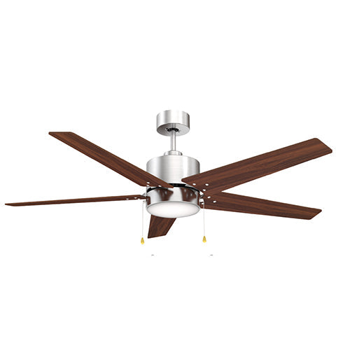 Carro USA VWGA-525A3-L12-SH-1 52" Empire 5-Blade LED Ceiling Fan with Pull Chain - Fixture Finish: Brushed Nickel - Blade Finish: Cherrywood