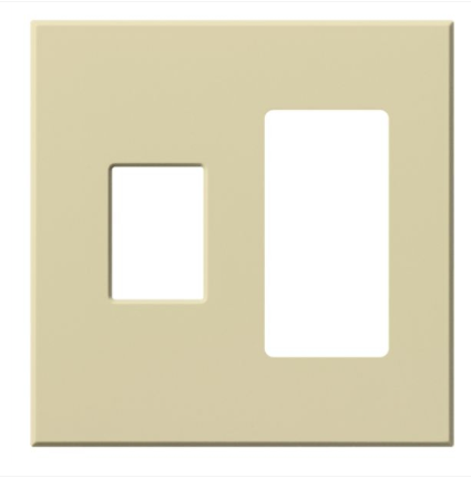 Lutron VWP-2CR-IV Vareo Architectural Wallplate - 2 Gang - 1 Dimmer / 1 Accessory - lvory Finish
