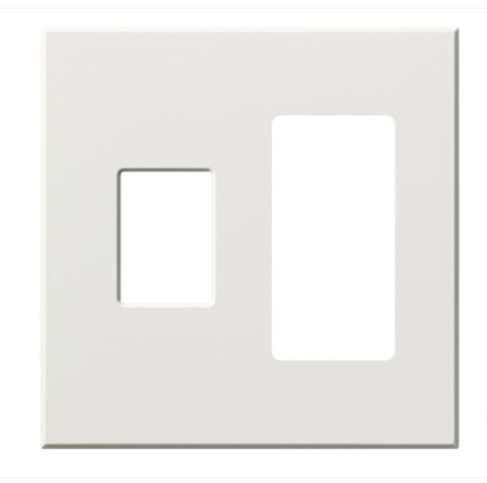 Lutron VWP-2CR-WH Vareo Architectural Wallplate - 2 Gang - 1 Dimmer / 1 Accessory - White Finish