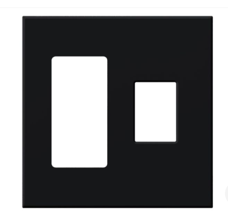Lutron VWP-2RC-BL Vareo Architectural Wallplate - 2 Gang - 1 Accessory/ 1 Dimmer - Black Finish